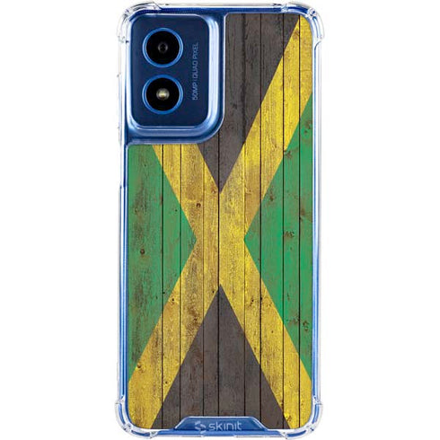 Jamaican Flag Dark Wood Moto G Play 4G (2024) Clear Case